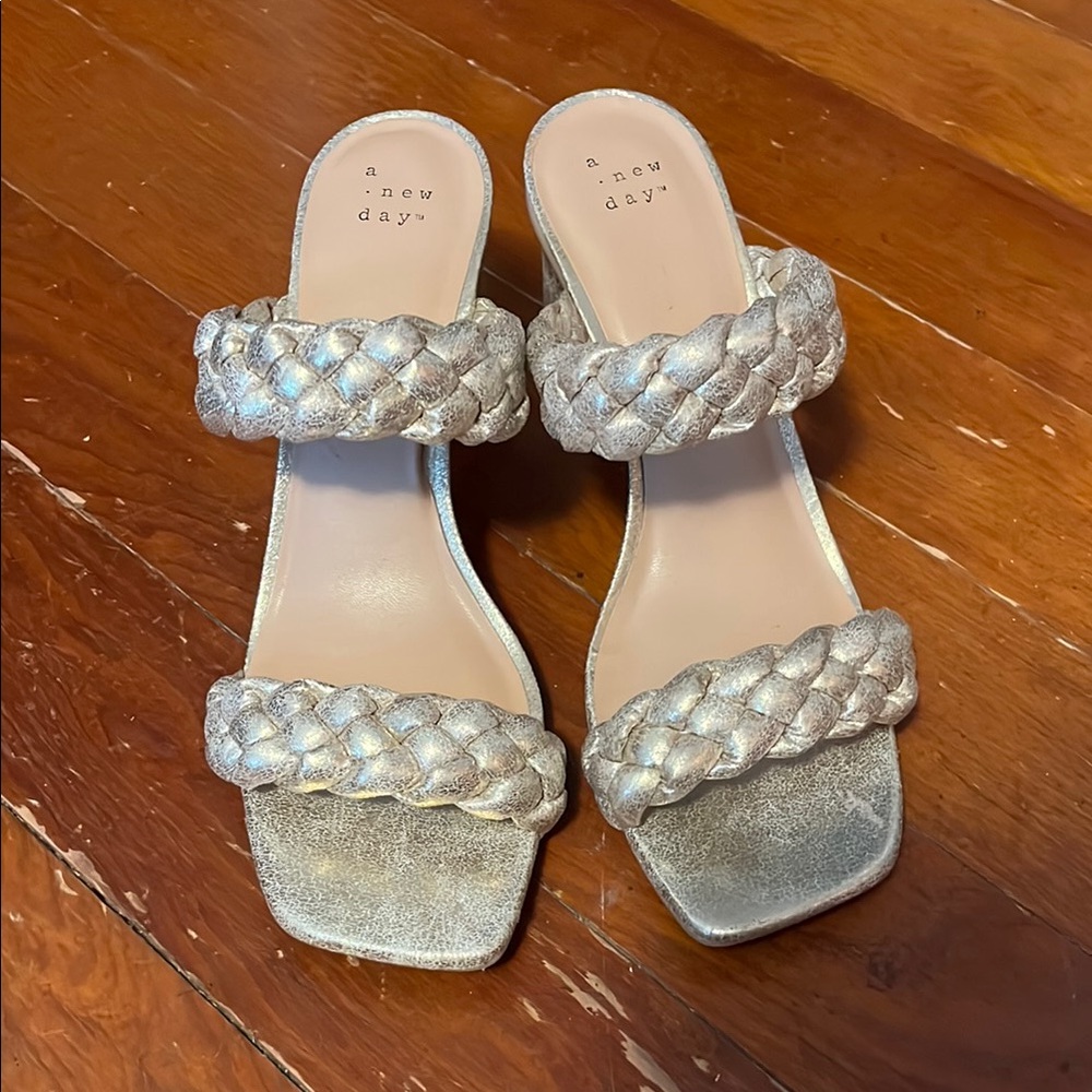 A New Day gold Braided block heels